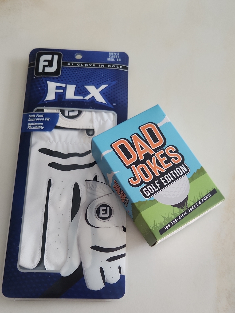 FootJoy FLX White and Black Men's Golf Glove..Med. LG Plus Free DAD Jokes!
